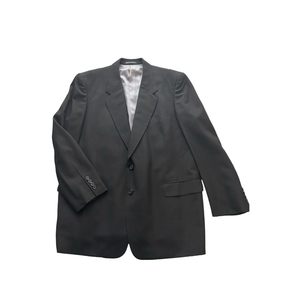 Anglia of England 100% Wool Pinstriped Suit Jacket & Pants | Size 45R | Black - Picture 2 of 16